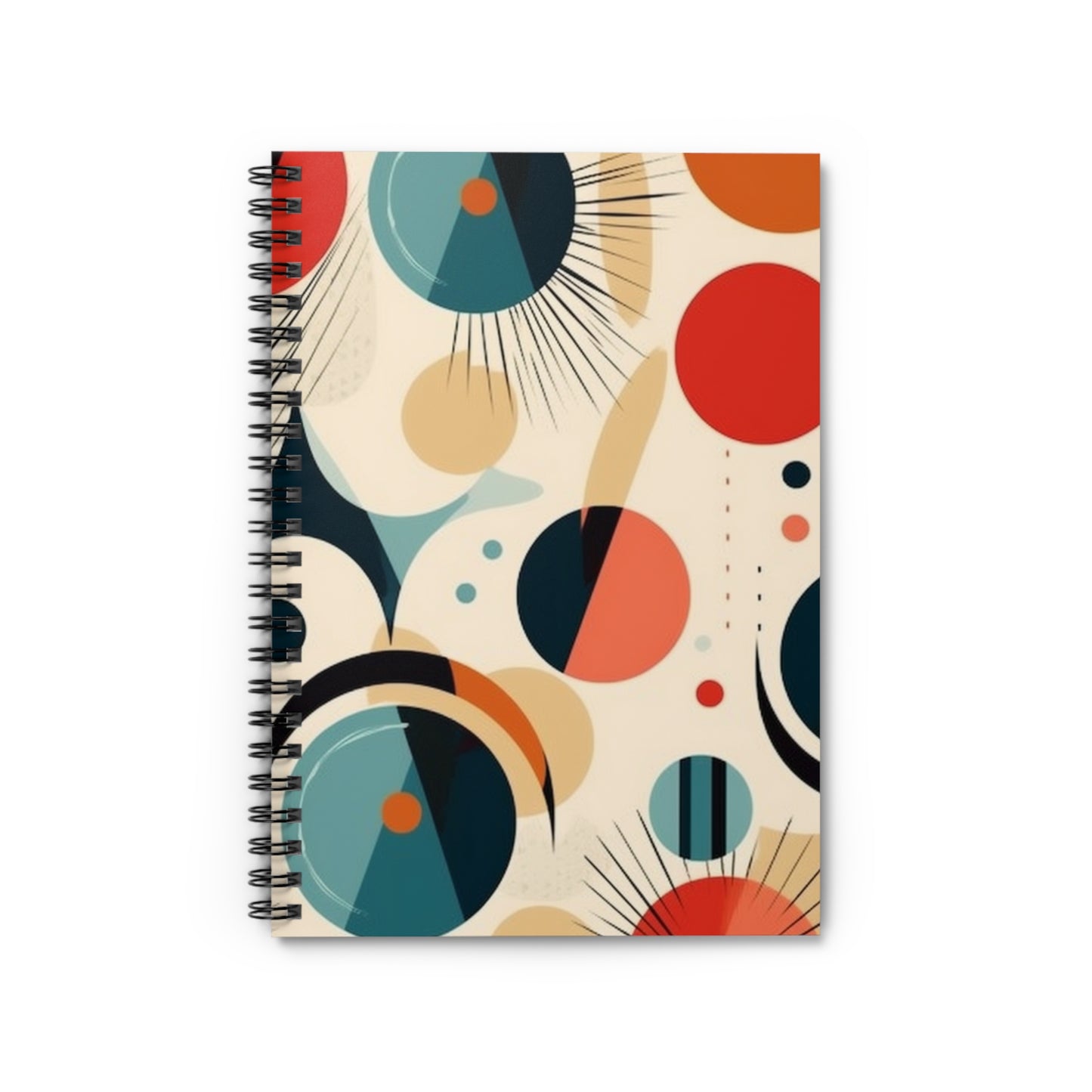 Abstract Elegance: Midcentury Modern Spiral Notebook with Modern Abstract Art and Vintage Fashion