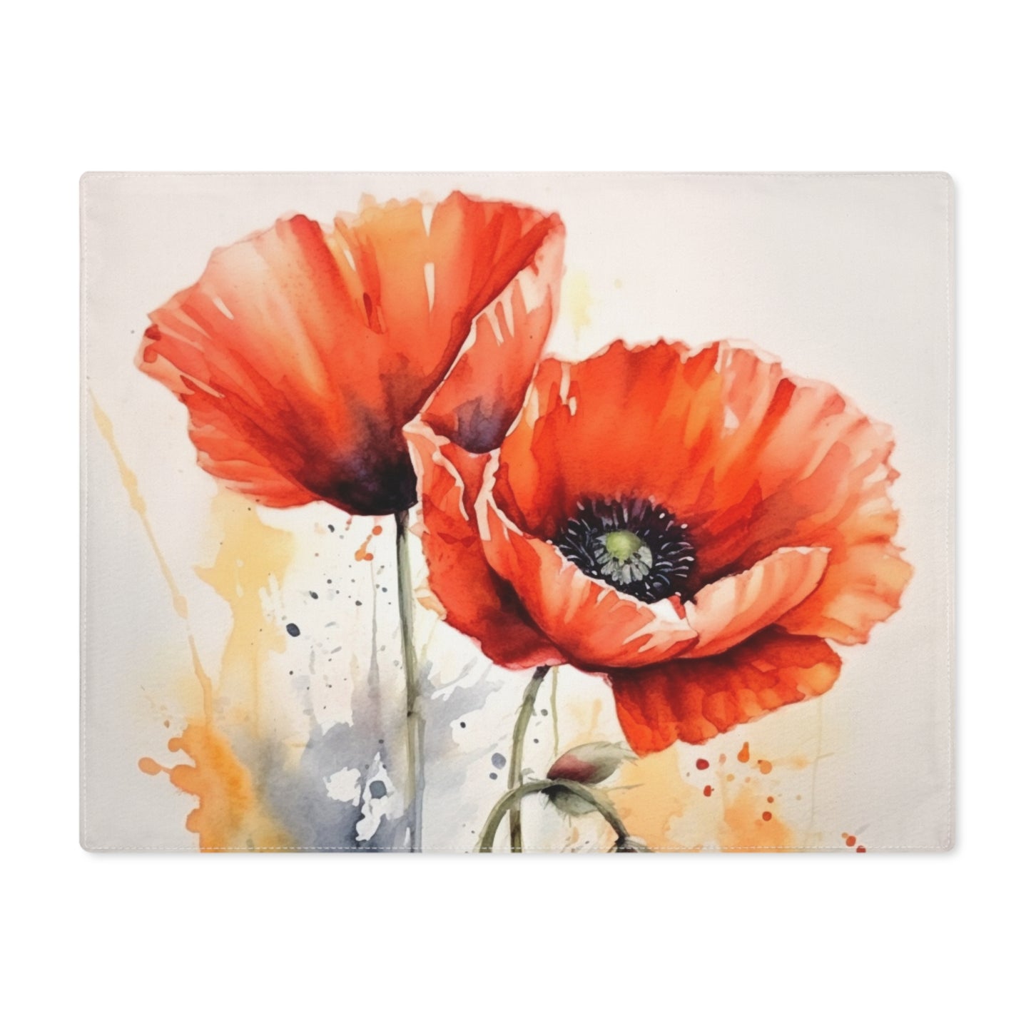 Whimsical Poppy Flower Watercolor Placemat: An Artistic Delight