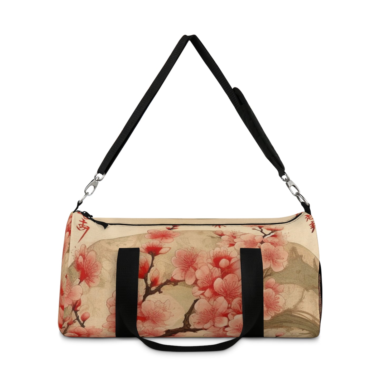 Whimsical Blossom Dreams: Duffel Bag with Delightful Flower Drawings and Cherry Blossoms