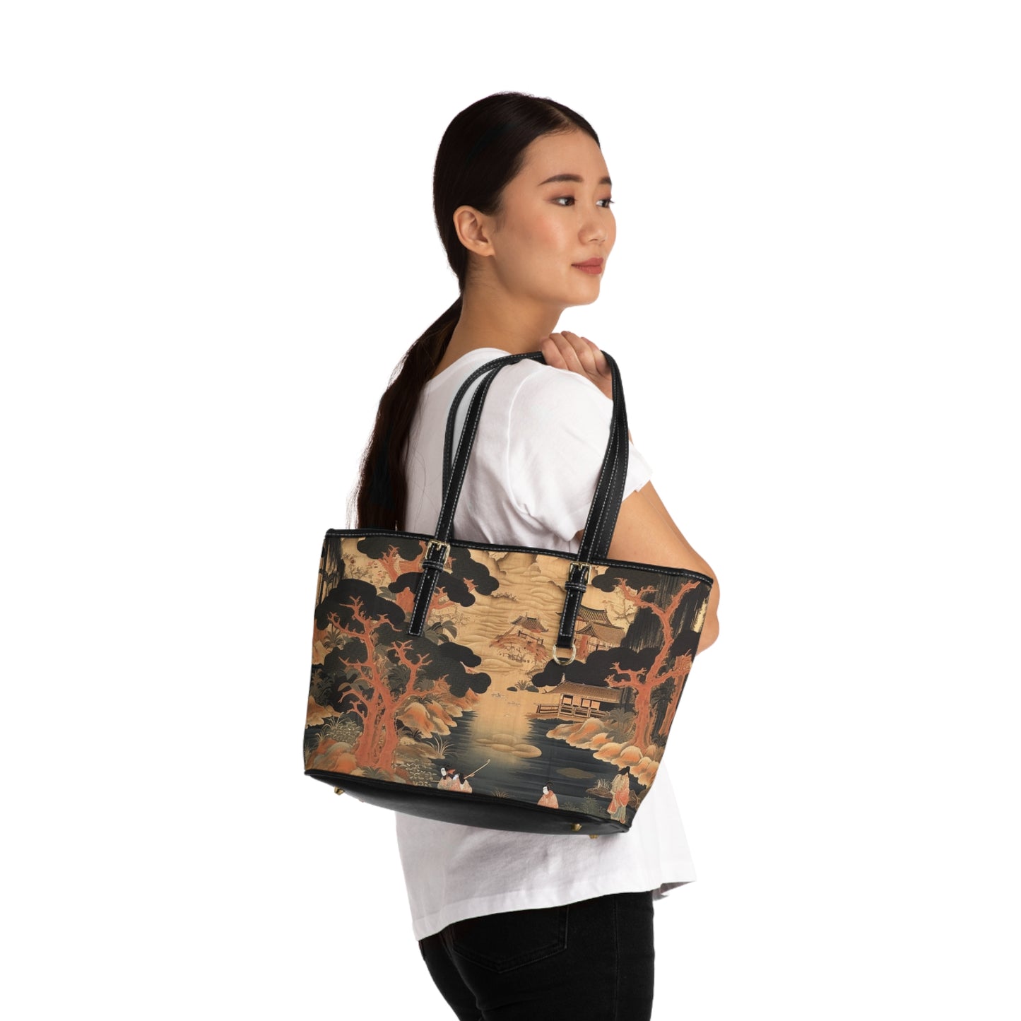 Custom Japanese Tapestry PU Leather Shoulder Bag: Your Personalized Artistic Statement