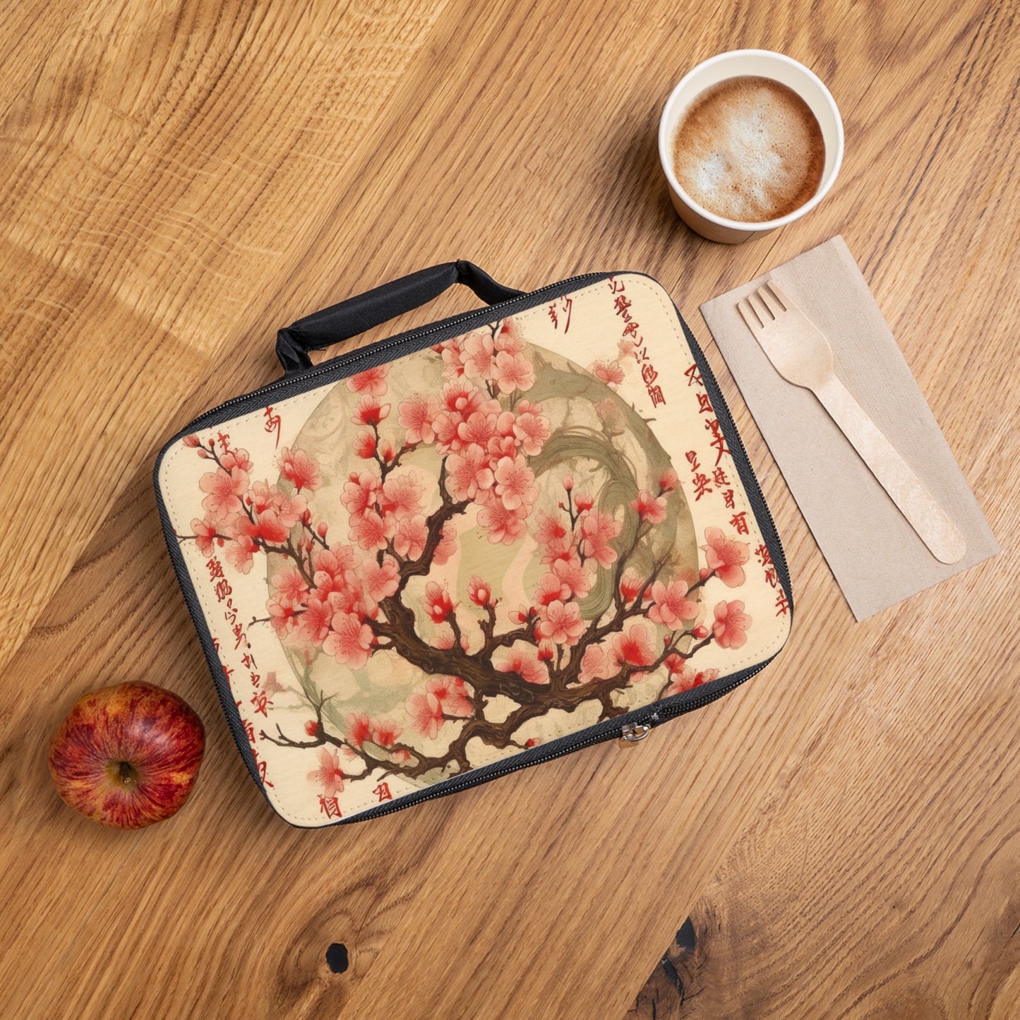 Whimsical Blossom Dreams: Lunch Bag with Delightful Flower Drawings and Cherry Blossoms