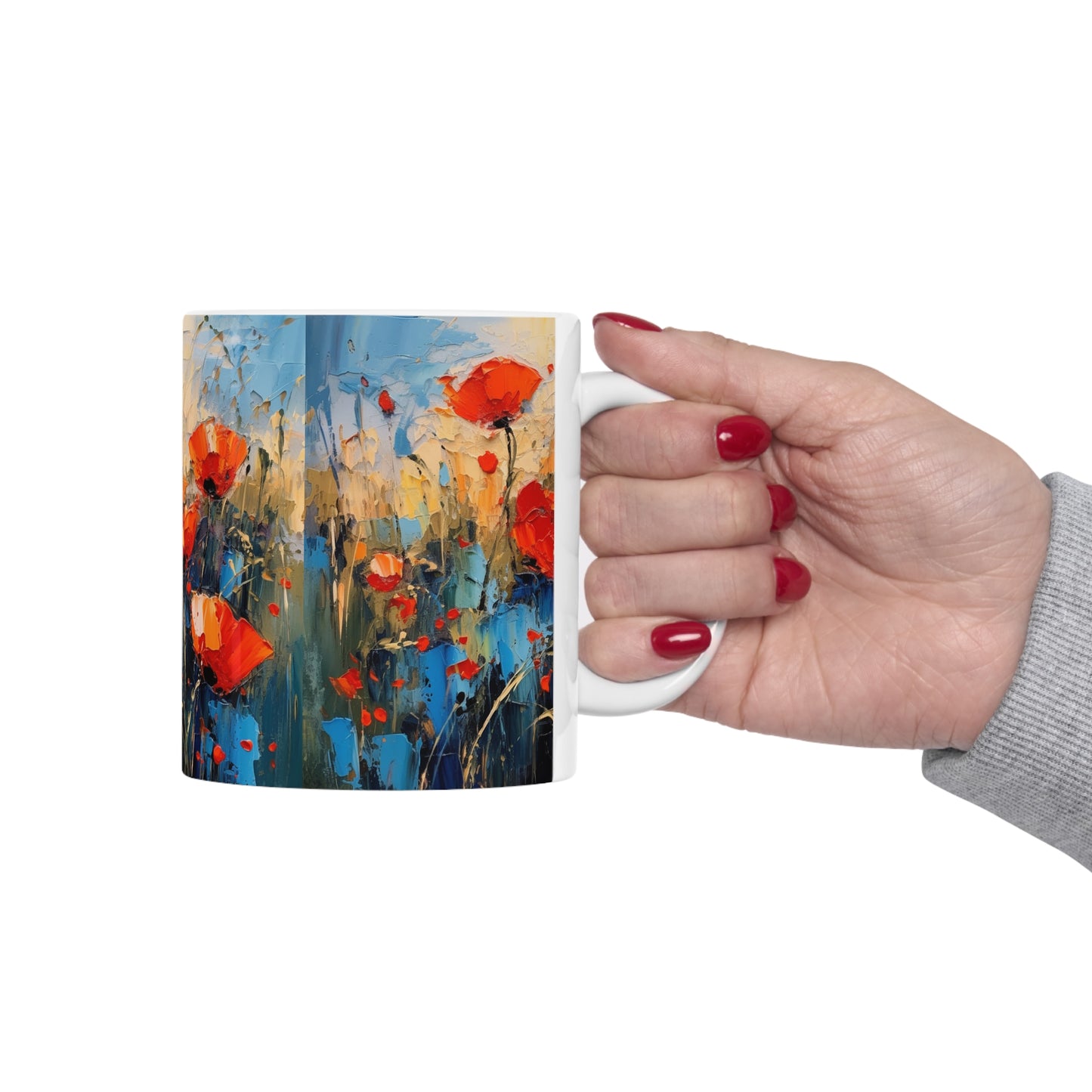 Poppy Dreams in Ceramic: A Serene Garden for Your Tea Time