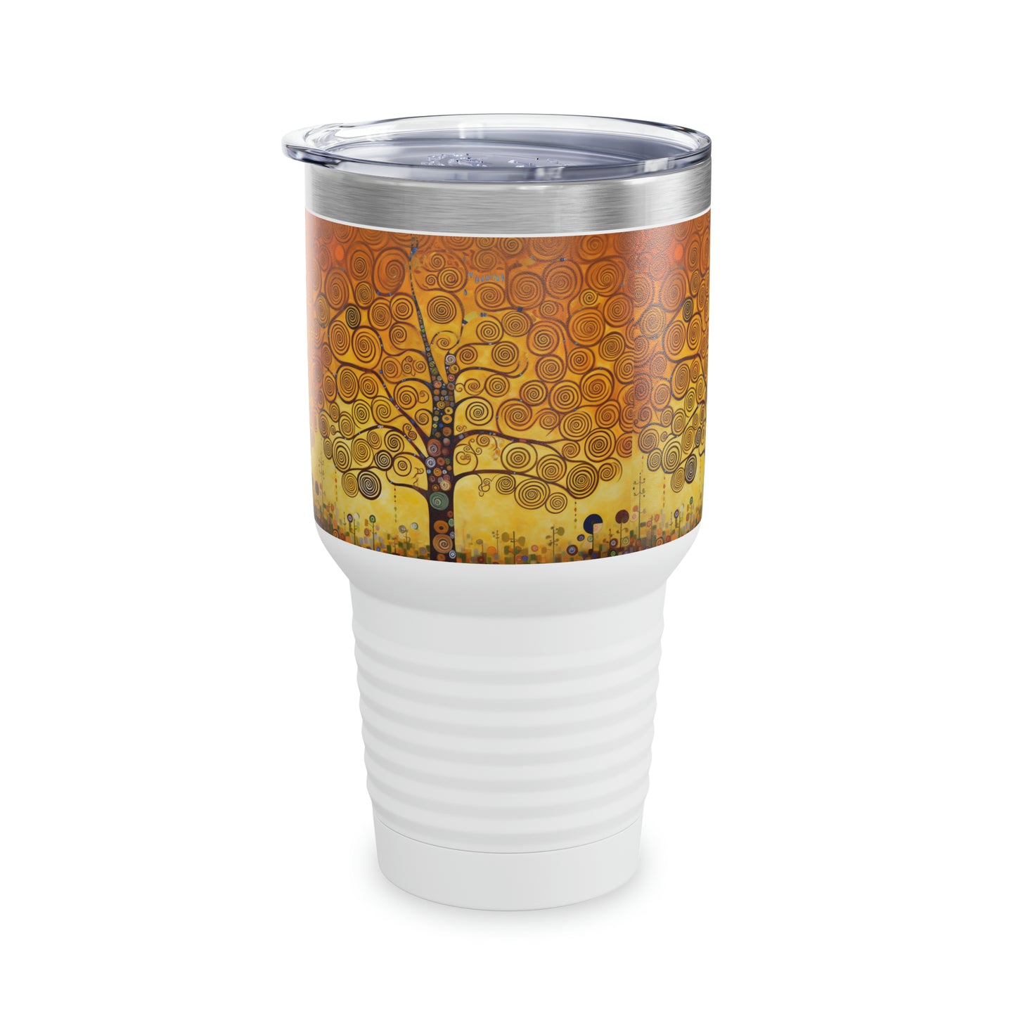 Symbolic Serenity: Ringneck Tumbler with Gustav Klimt's Tree of Life, Inspiring Artistic Elegance