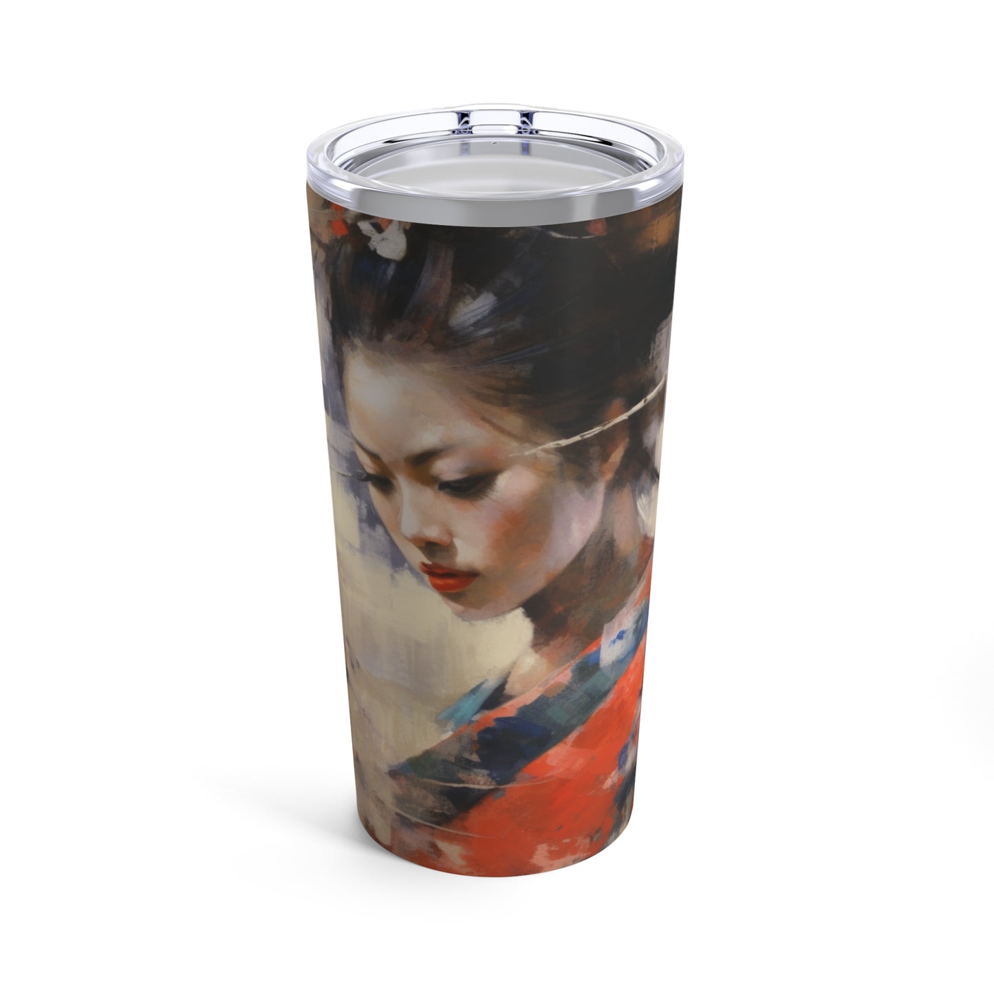 Japanese-Inspired Abstract Oil Painting Tumbler: Celebrating Geisha Beauty
