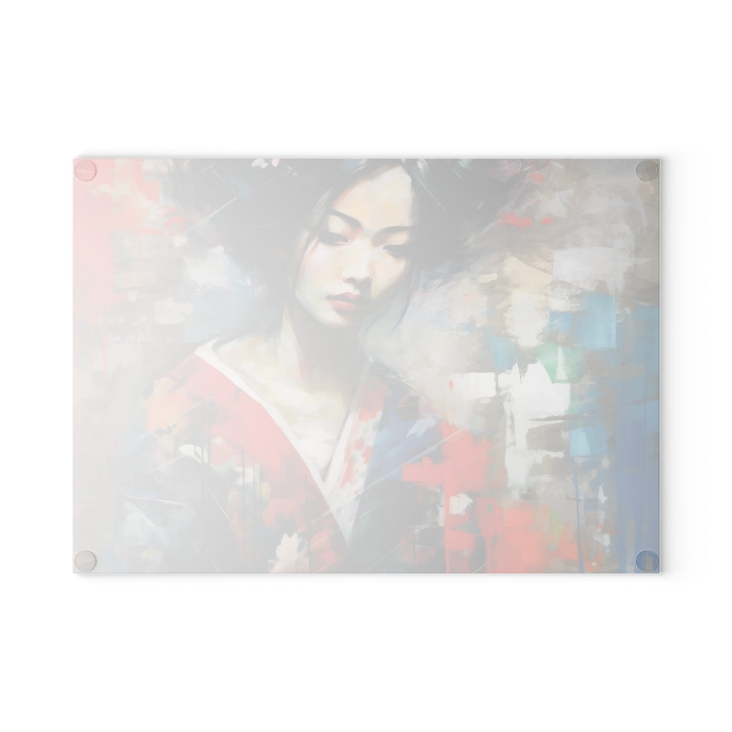 Glass Cutting Board with Geisha Art: Japanese Artistic Flair