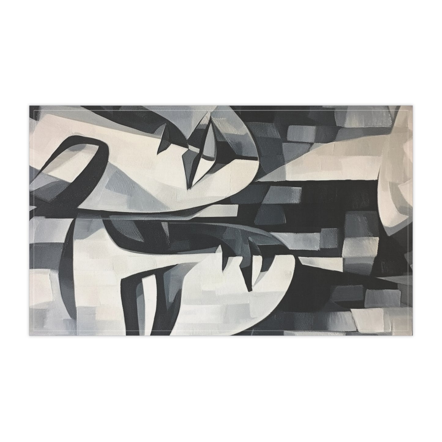 Abstract Oil Paint Kitchen Towel: Cubist Artistry in a Portable Masterpiece