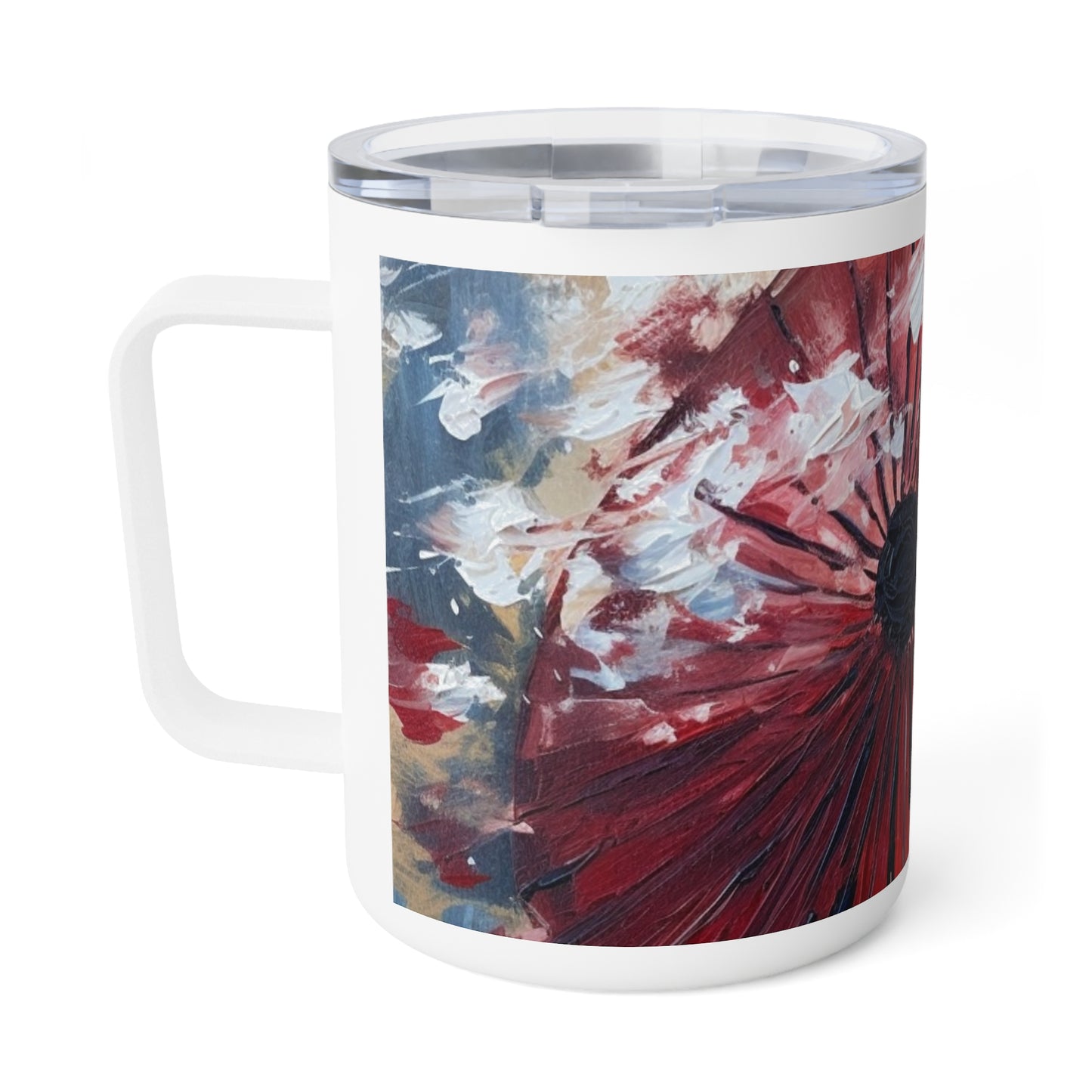 Abstract Japanese Umbrella Painting Insulated Coffee Mug: Unleashing Artistic Beauty