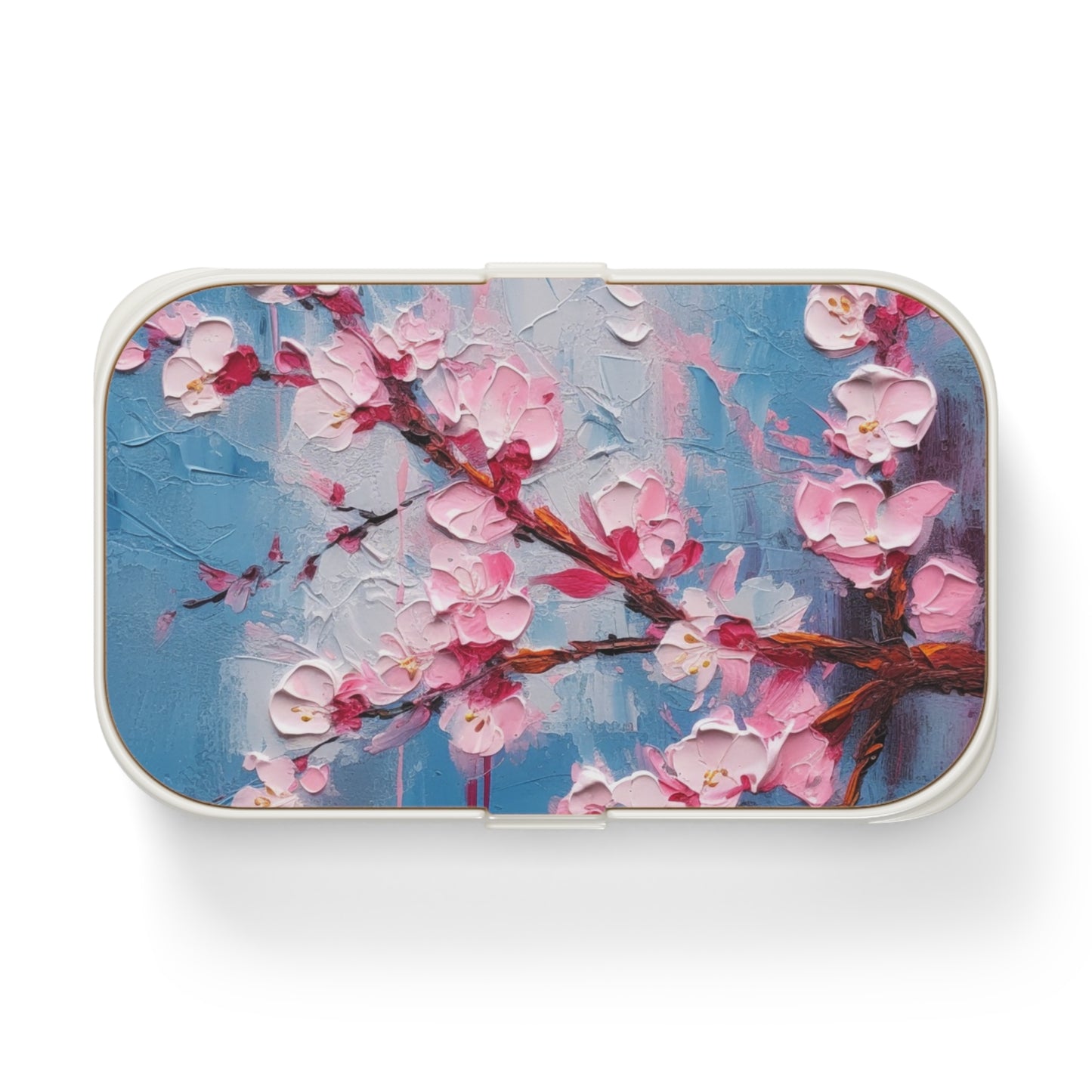 Bento Box with Abstract Cherry Blossom Drawing: Embrace the Serenity
