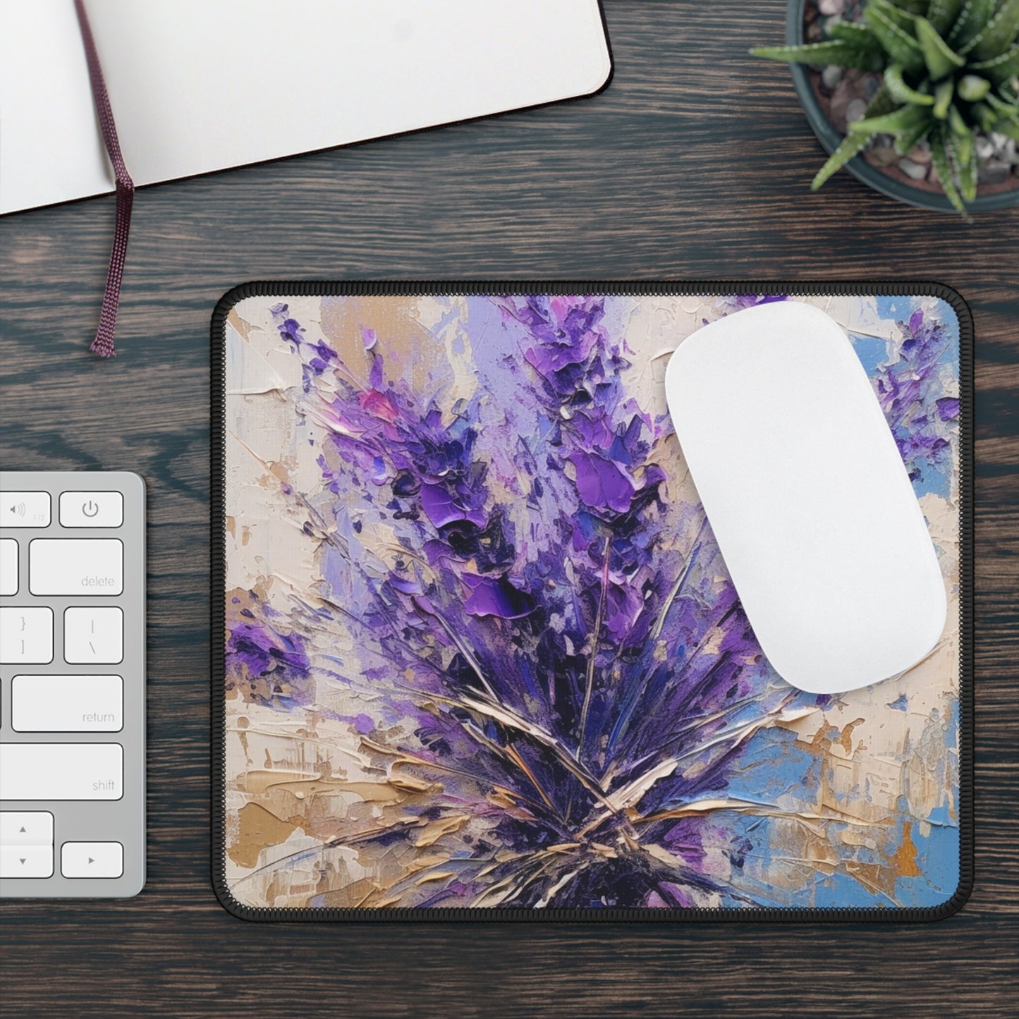 Vibrant Lavender Art on Gaming Mouse Pad: A Floral Delight for Your Senses