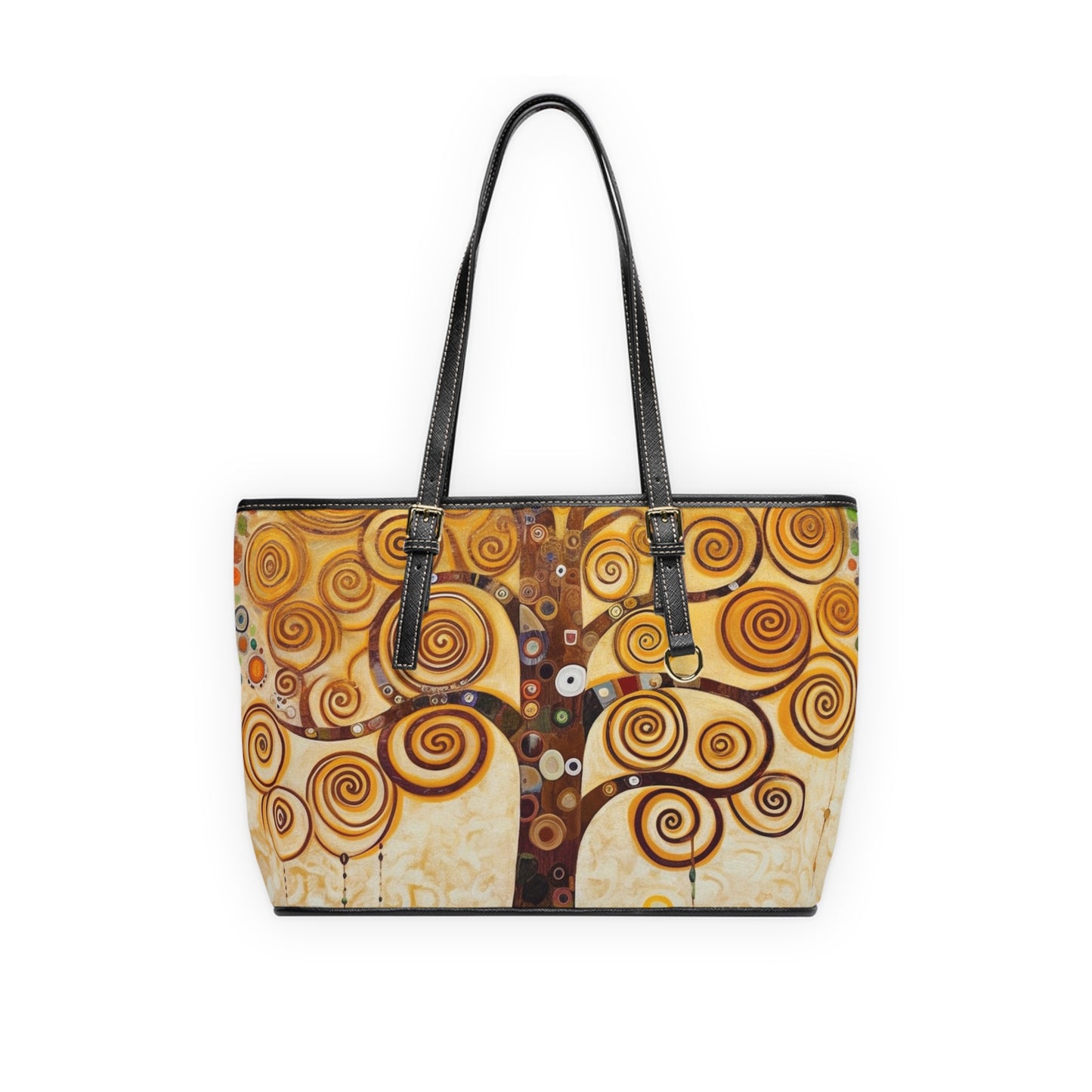 Captivating Artistry: The Tree of Life PU Leather Shoulder Bag, Inspired by Gustav Klimt's Timeless Masterpiece