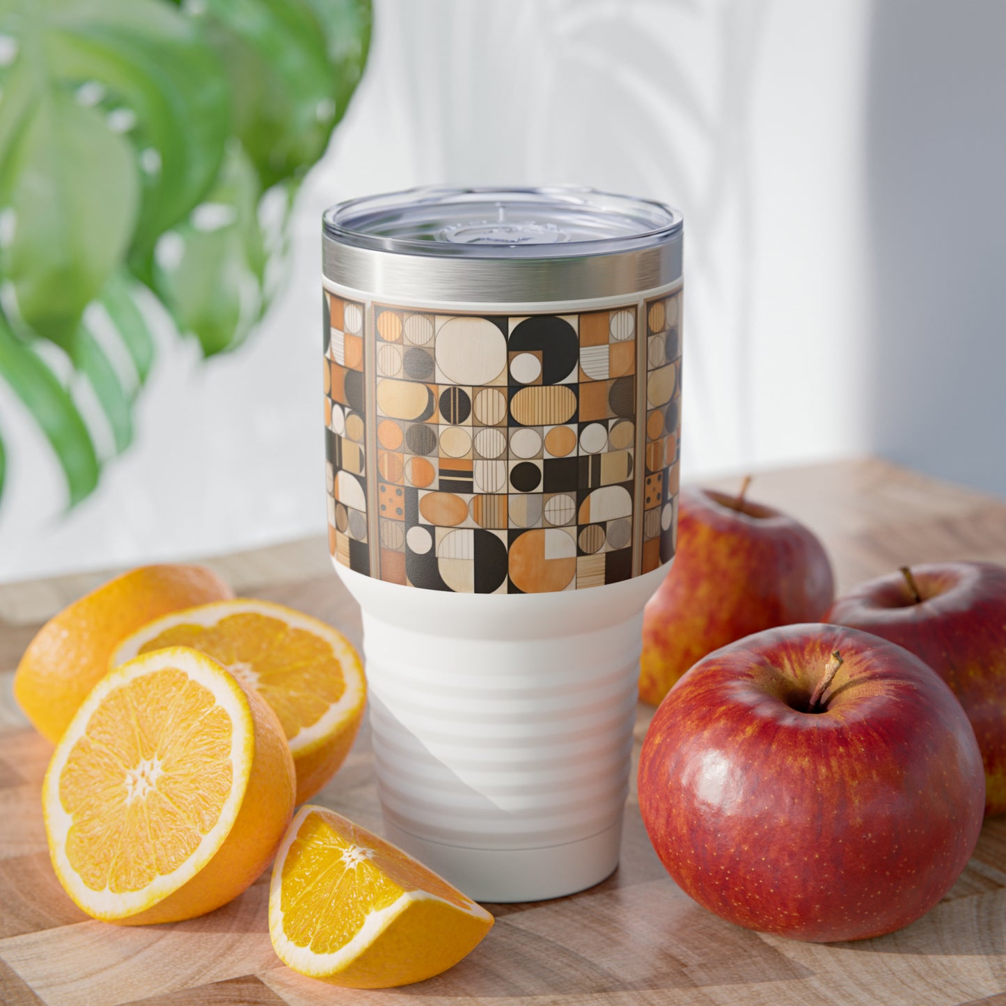 Whimsical Circles: Artistic Mosaics on a Ringneck Tumbler