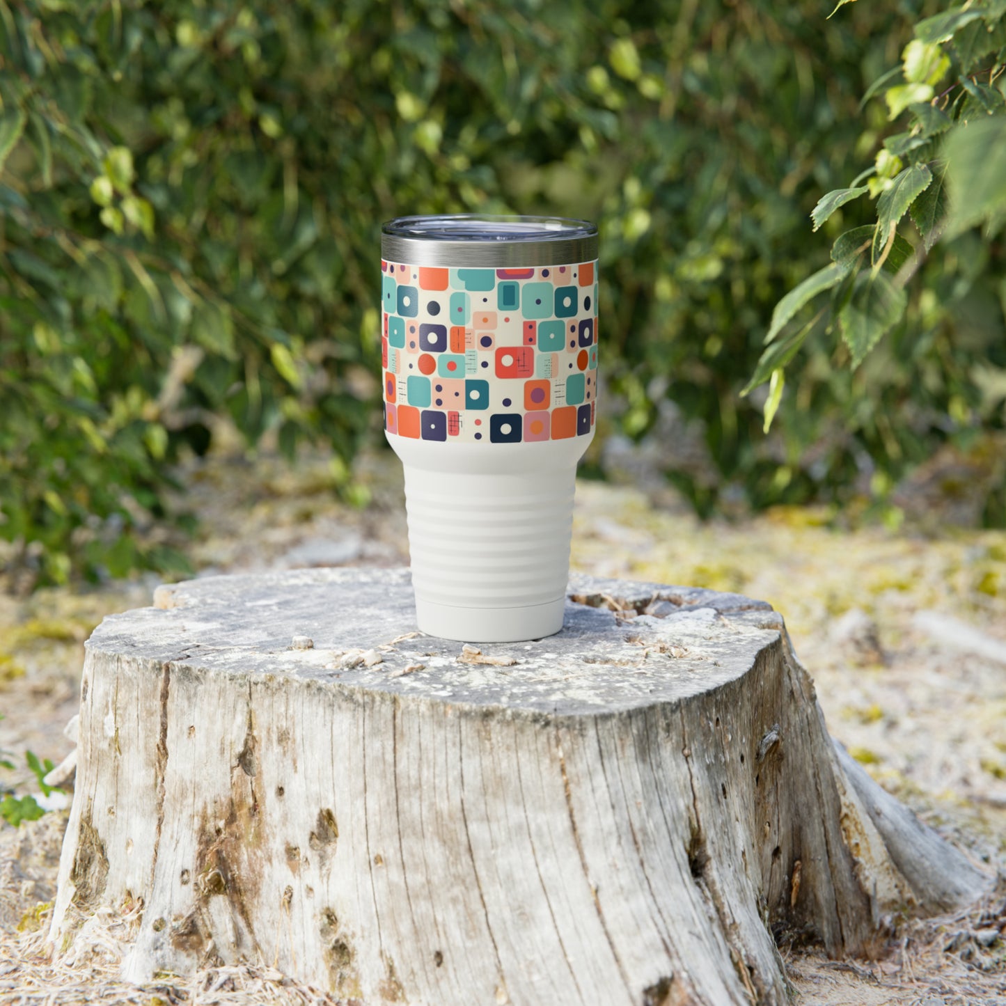 Fashion Fusion: Midcentury Modern Ringneck Tumbler with Vintage Fashion and Abstract Artistry