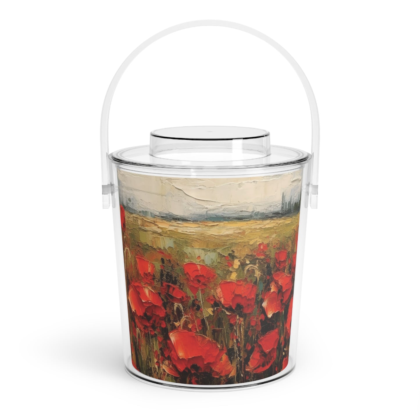 Abstract Poppy Fields: Ice Bucket with Tongs for Artistic Inspiration