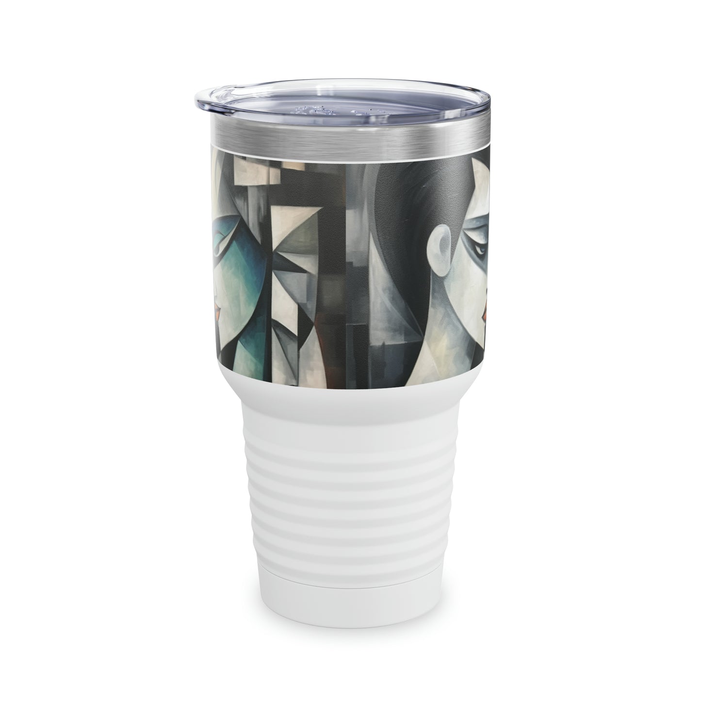 Artistic Finesse: Ringneck Tumbler with Cubist Art, Sip with Abstract Flair and Artistic Precision