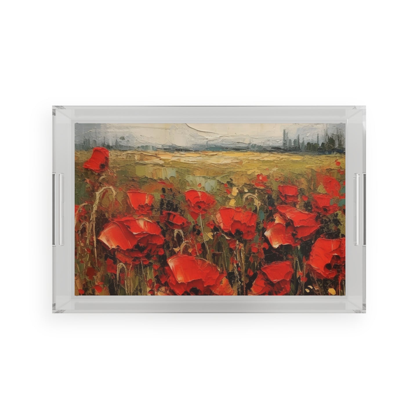 Abstract Poppy Fields: Acrylic Serving Tray for Artistic Inspiration