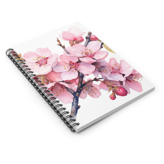 Whimsical Delight: Watercolor Cherry Blossom Tree Spiral Notebook
