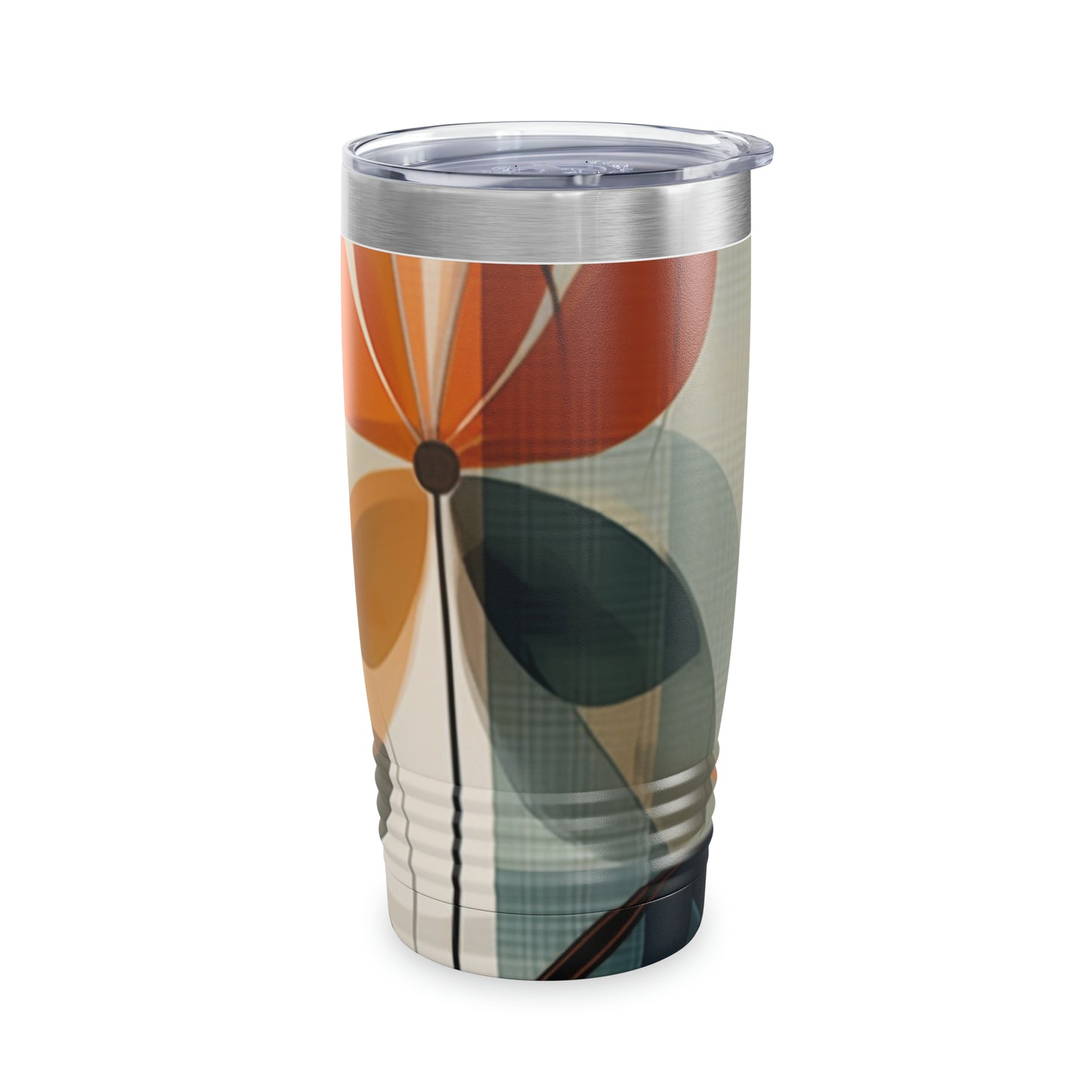 Botanical Chic: Flower Drawings and Minimalist Ringneck Tumbler Design with Midcentury Flair