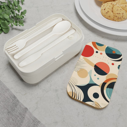 Abstract Elegance: Midcentury Modern Acrylic Bento Box with Modern Abstract Art and Vintage Fashion