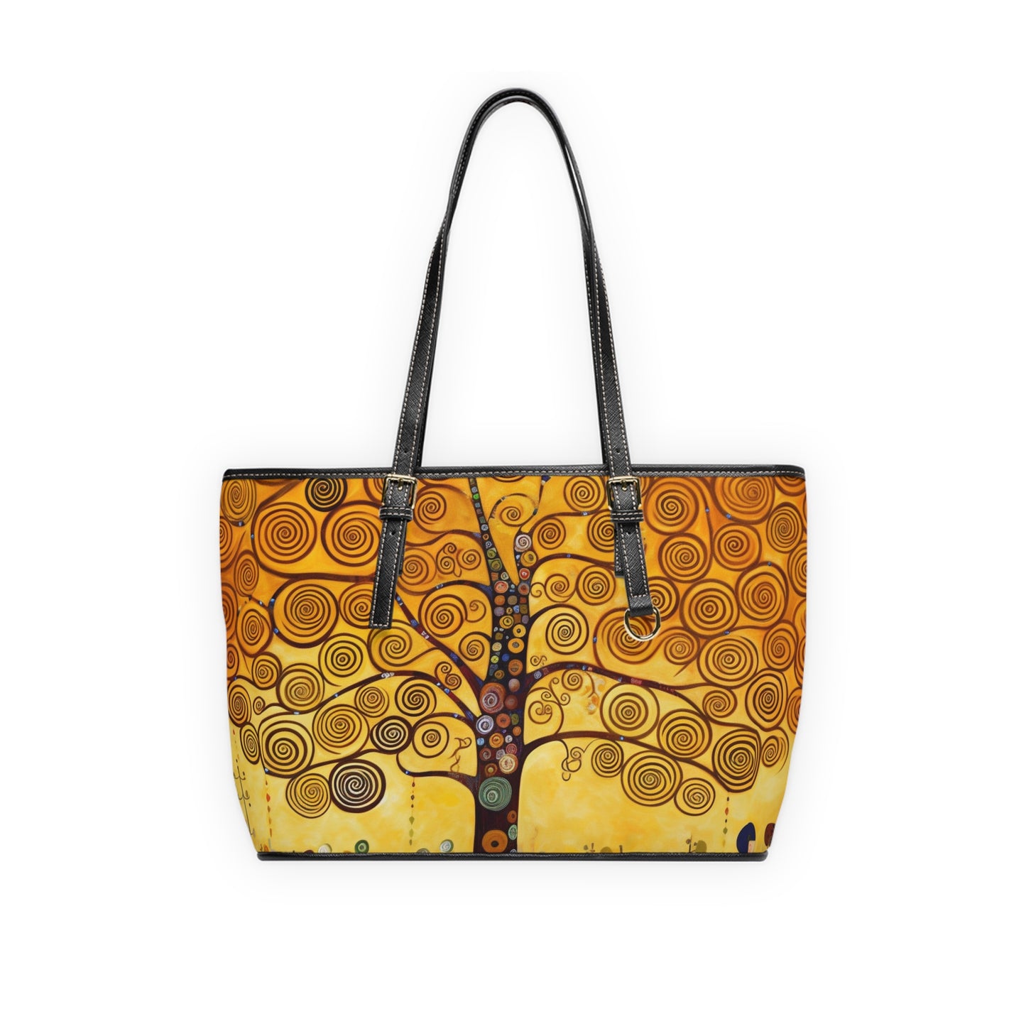 Symbolic Harmony: Gustav Klimt Tree of Life PU Leather Shoulder Bag, Embrace Artistic Elegance