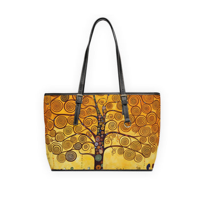 Symbolic Harmony: Gustav Klimt Tree of Life PU Leather Shoulder Bag, Embrace Artistic Elegance