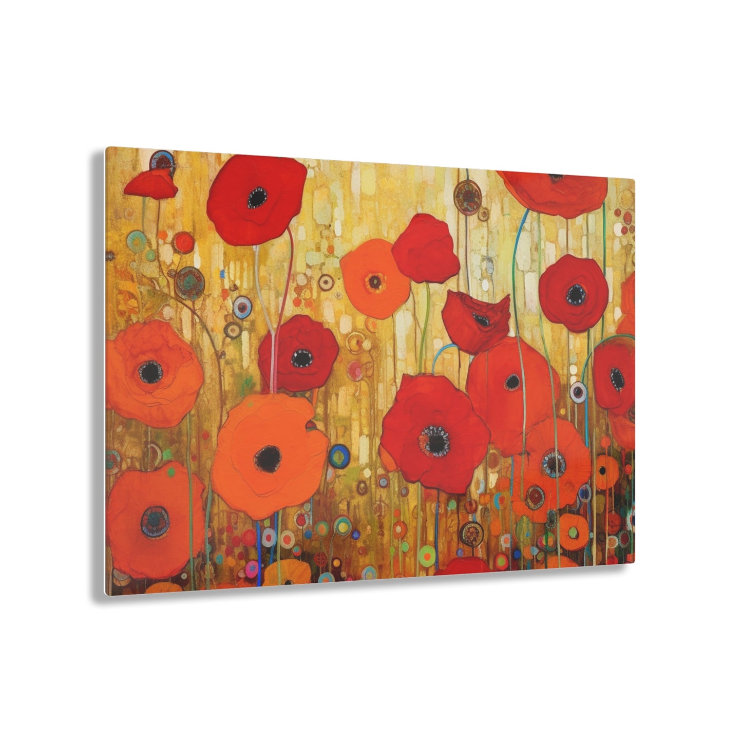 Floral Symphony: Acrylic Prints showcasing Gustav Klimt's Poppies in Art Nouveau