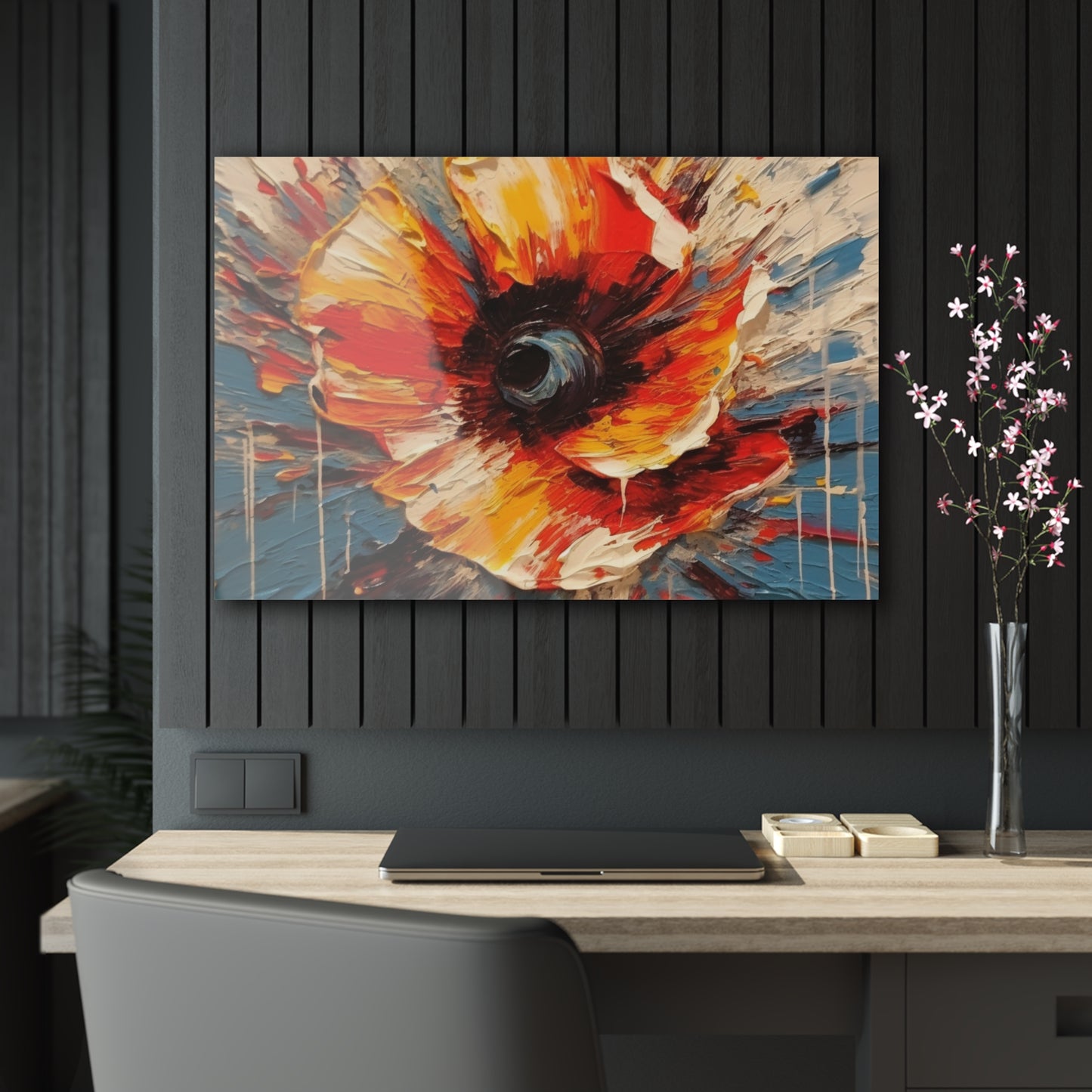 Poppy Symphony: Acrylic Prints with Abstract Floral Artwork