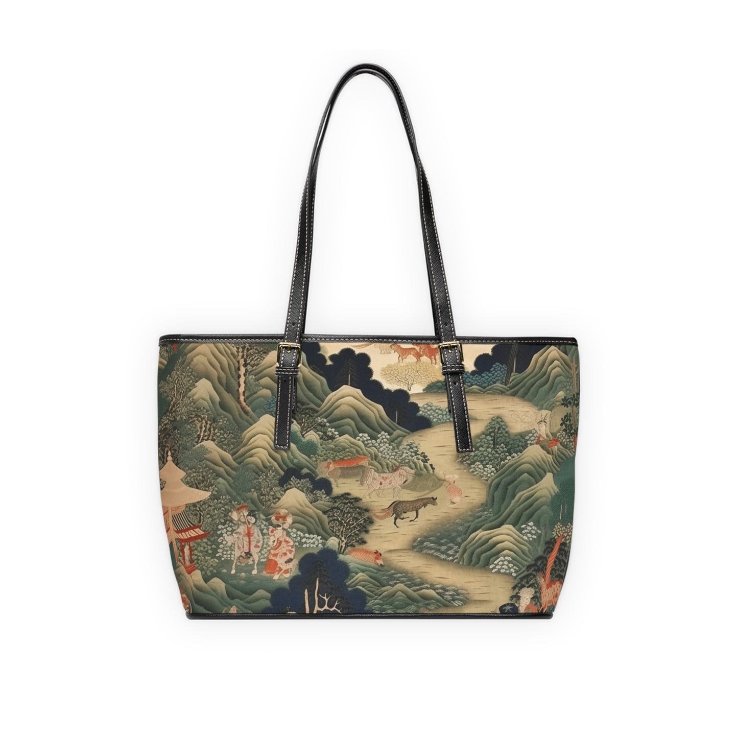 Japanese Tapestry PU Leather Shoulder Bag: Embrace the Artistic Splendor