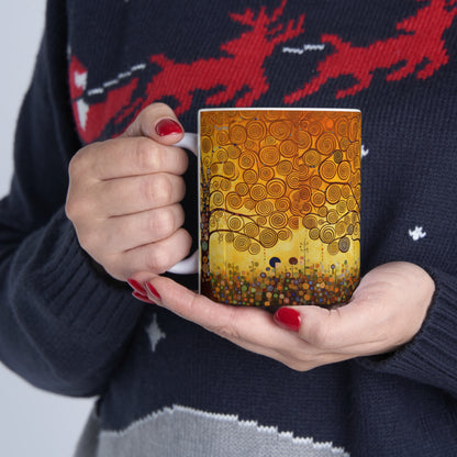 Symbolic Harmony: Gustav Klimt Tree of Life Ceramic Mug, Embrace Artistic Elegance