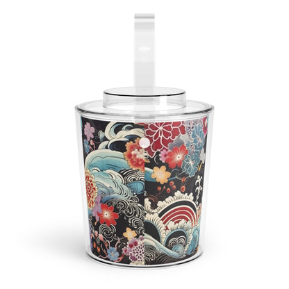 Authentic Japanese Kimono Ice Bucket with Tongs: Embrace Tradition
