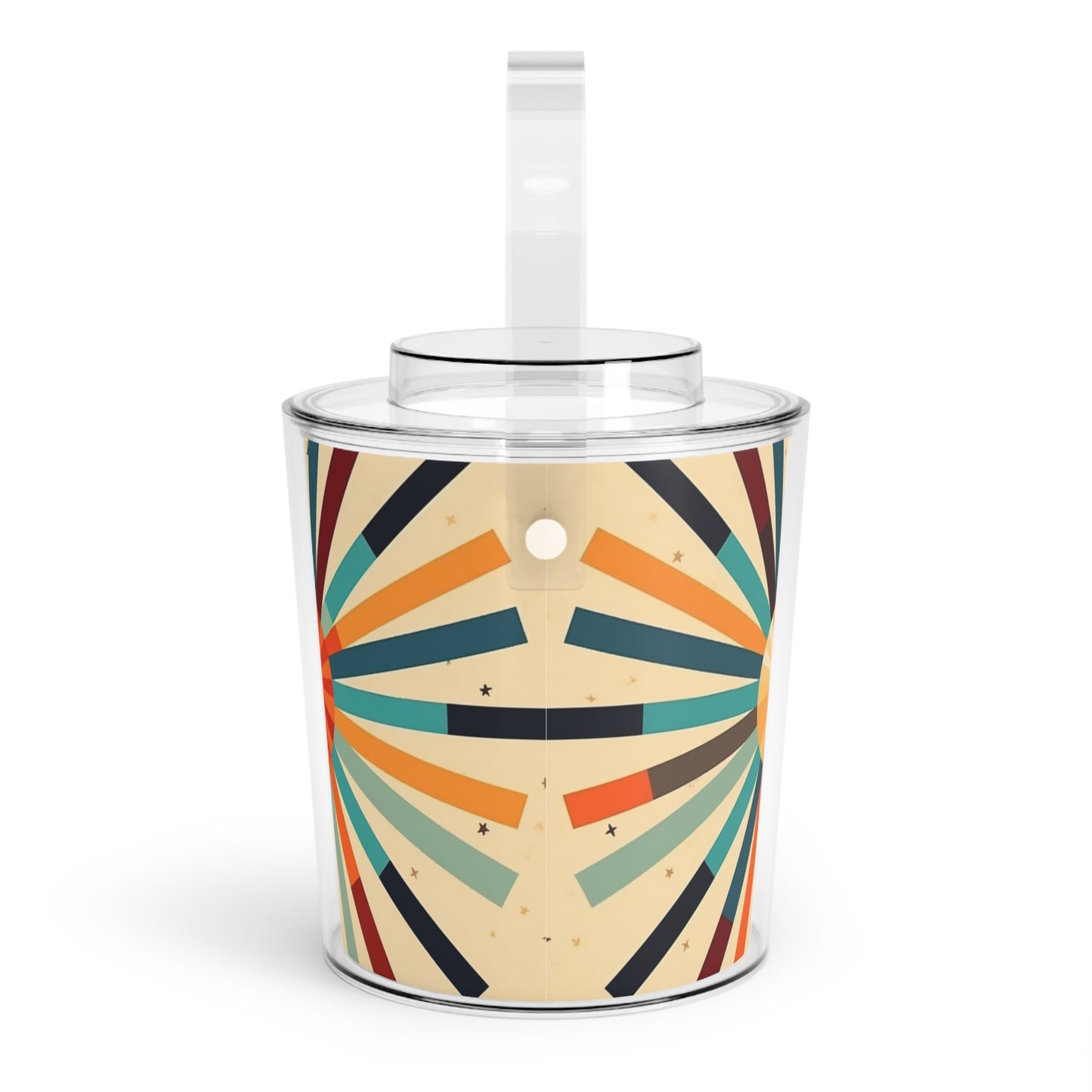 Artistic Abstractions: Starburst Candy Colored Ice Bucket with Tongs for Modern Abstract Art Lovers