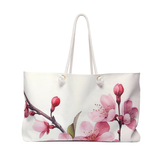 Artistic Flourish: Floral Watercolor Cherry Blossom Weekender Bag
