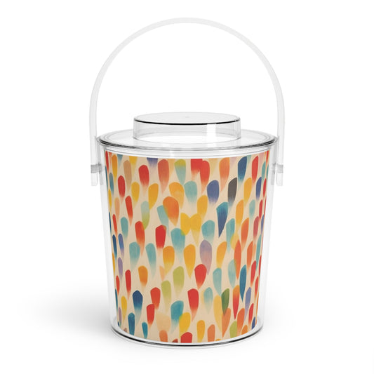 Vibrant Abstraction: Ellsworth Kelly-inspired Ice Bucket with Tongs