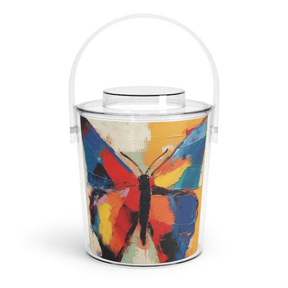 Painting with a Twist: Abstract Butterfly Ice Bucket with Tongs
