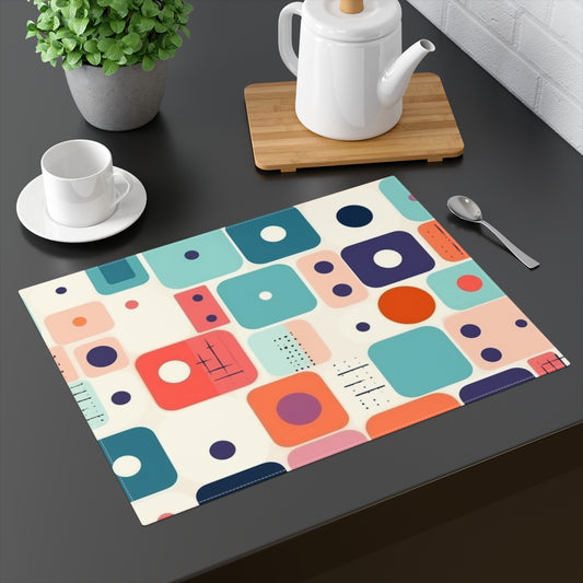 Retro Chic: Atomic Age-Inspired Placemat with Midcentury Modern Design and 1960s Fashion