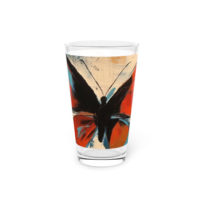 Pint Glass with Bauhaus-Inspired Butterfly: Embrace the Subtle Elegance of Nature