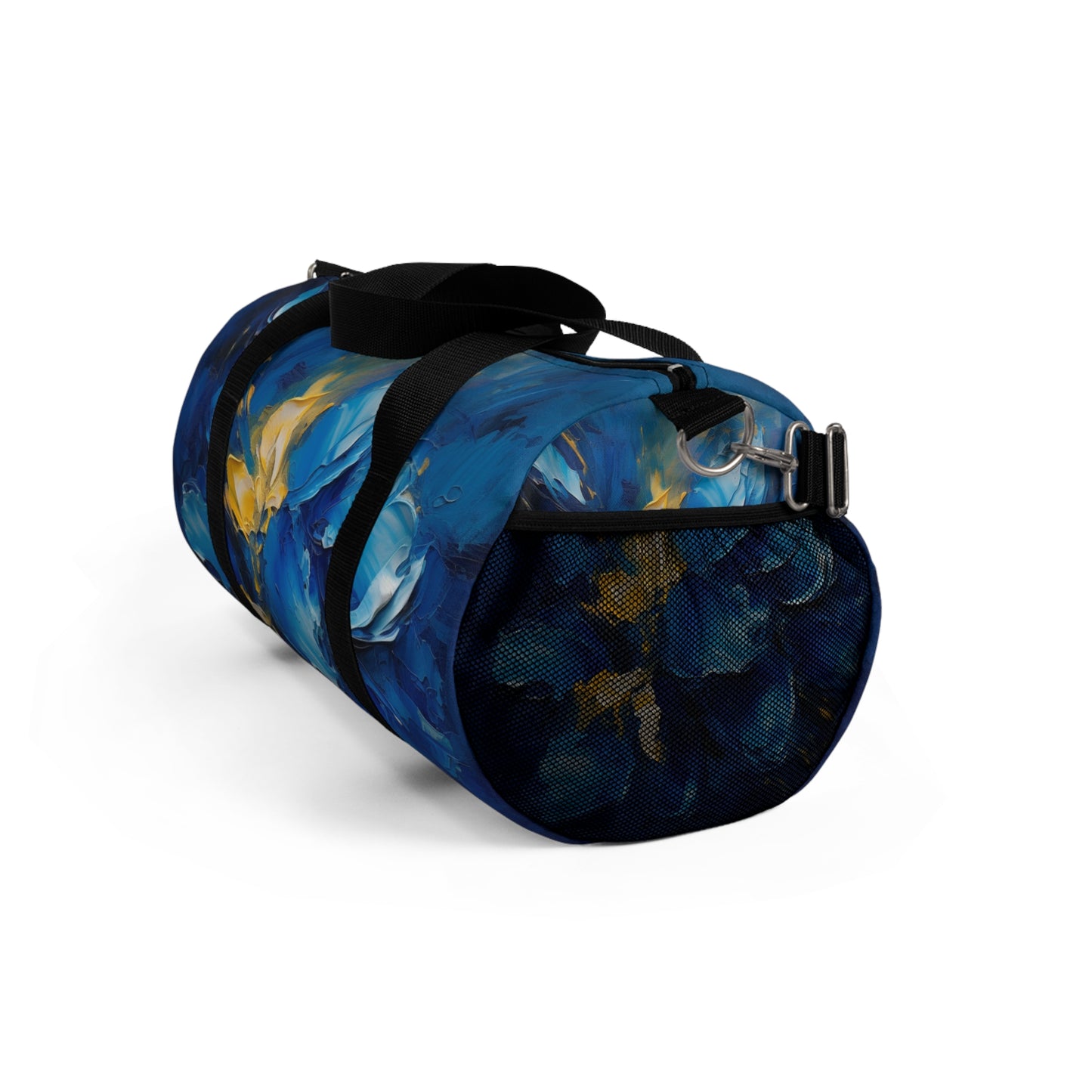 Abstract Wallpaper Duffel Bag: Immersive Floral Beauty with Blue Orchid Motif