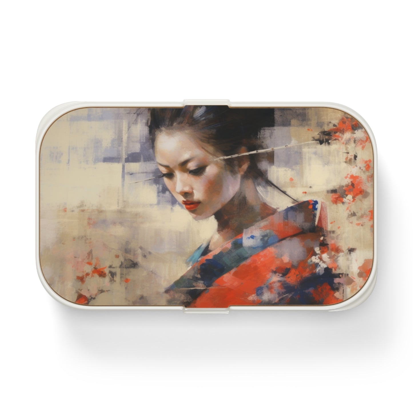 Japanese-Inspired Abstract Oil Painting Bento Box: Celebrating Geisha Beauty