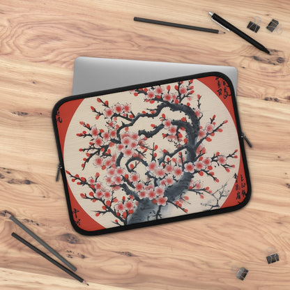 Enchanting Petal Symphony: Laptop Sleeve Celebrating Cherry Blossom Tree Drawings