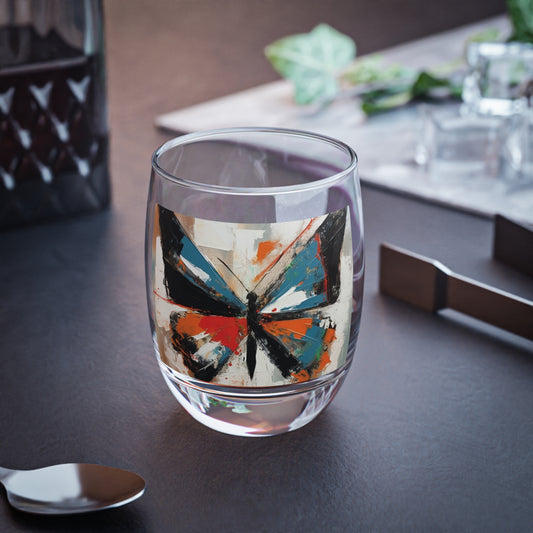 Monarch Butterfly Elegance: Whiskey Glass with Artistic Flair