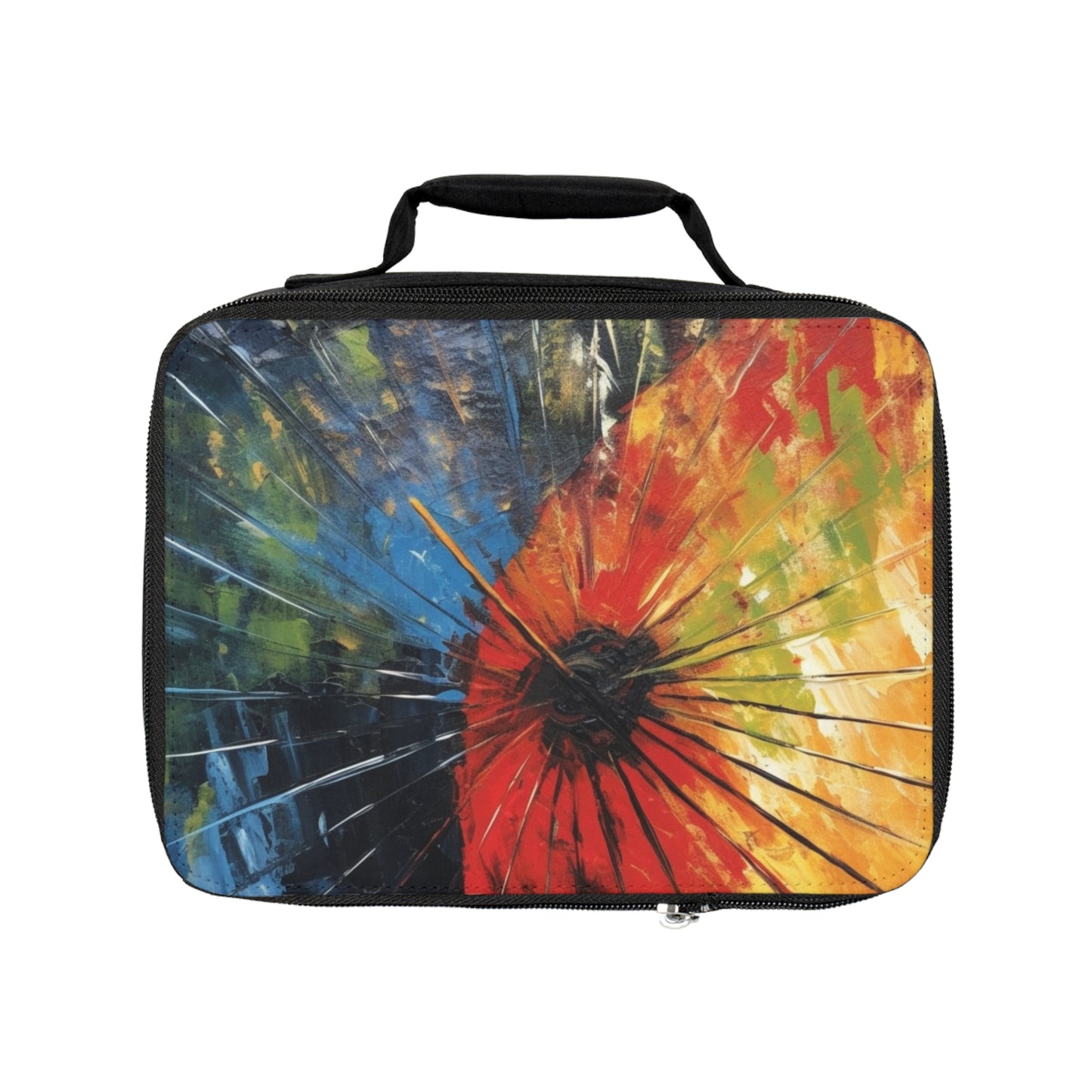 Lunch Bag with Striking Umbrella Painting: Carry an Abstract Masterpiece