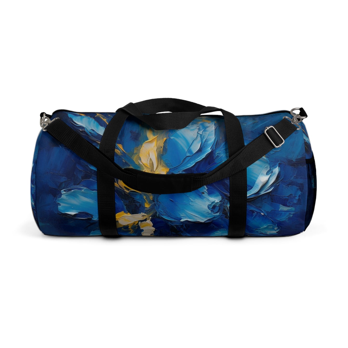 Abstract Wallpaper Duffel Bag: Immersive Floral Beauty with Blue Orchid Motif