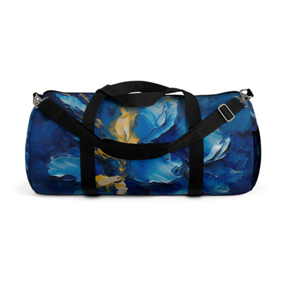 Abstract Wallpaper Duffel Bag: Immersive Floral Beauty with Blue Orchid Motif