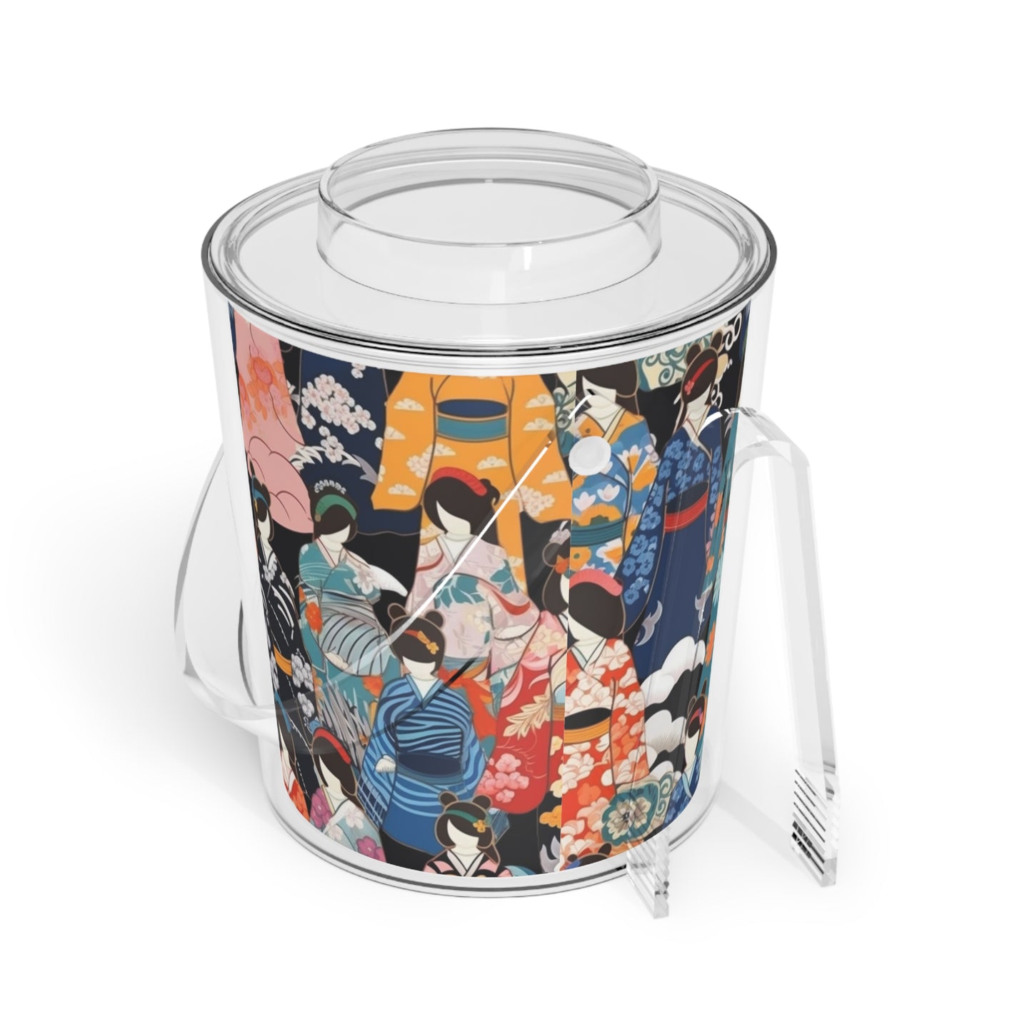 Kimono Dreams Ice Bucket with Tongs: Experience Japanese Elegance