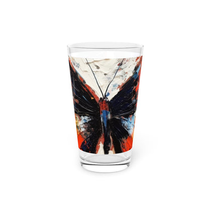 Pint Glass with Bauhaus-Inspired Butterfly Drawing: A Harmonious Blend of Art and Functionality