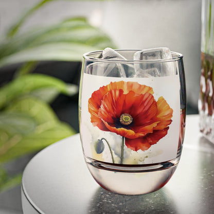 Stunning Poppy Flower Watercolor Whiskey Glass: A Blossoming Experience