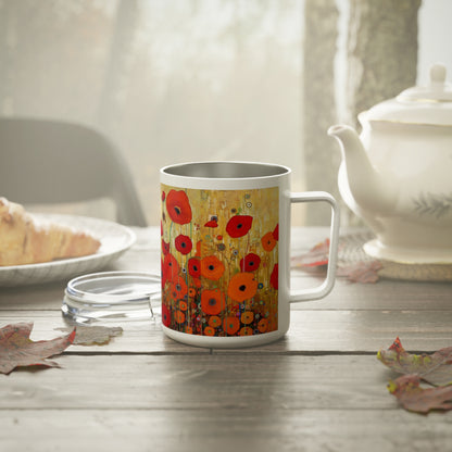 Vienna Secession Inspiration: Gustav Klimt Poppies Insulated Coffee Mug