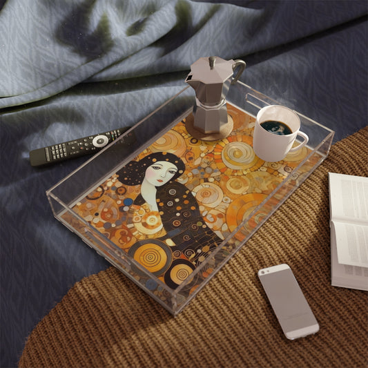 Sensual Symmetry: Acrylic Serving Tray Embodying the Essence of Symbolism in 19th Century Art