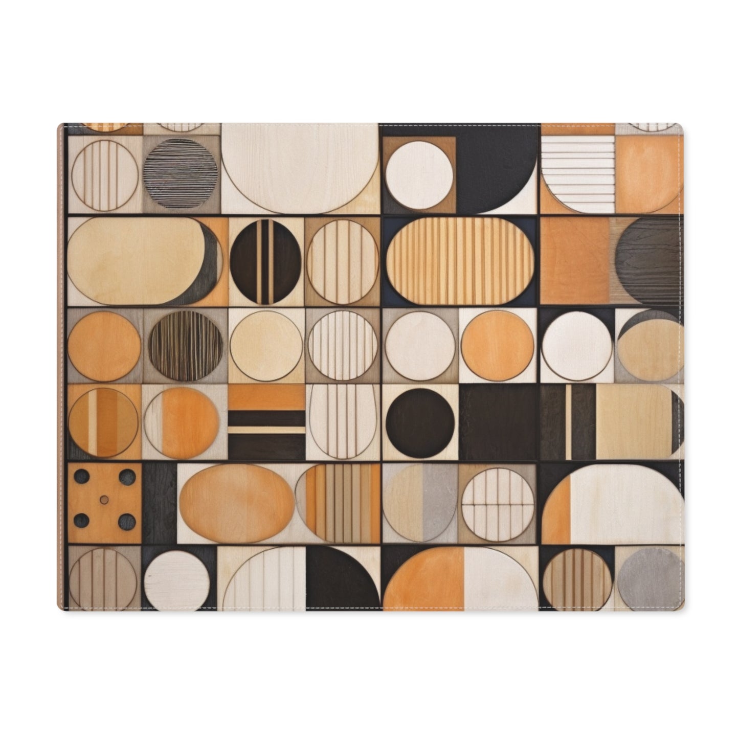 Earthy Elegance: Geometric Circles Placemat Inspired by Wood Veneer Mosaics