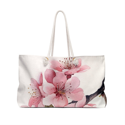 Watercolor Cherry Blossom Weekender Bag