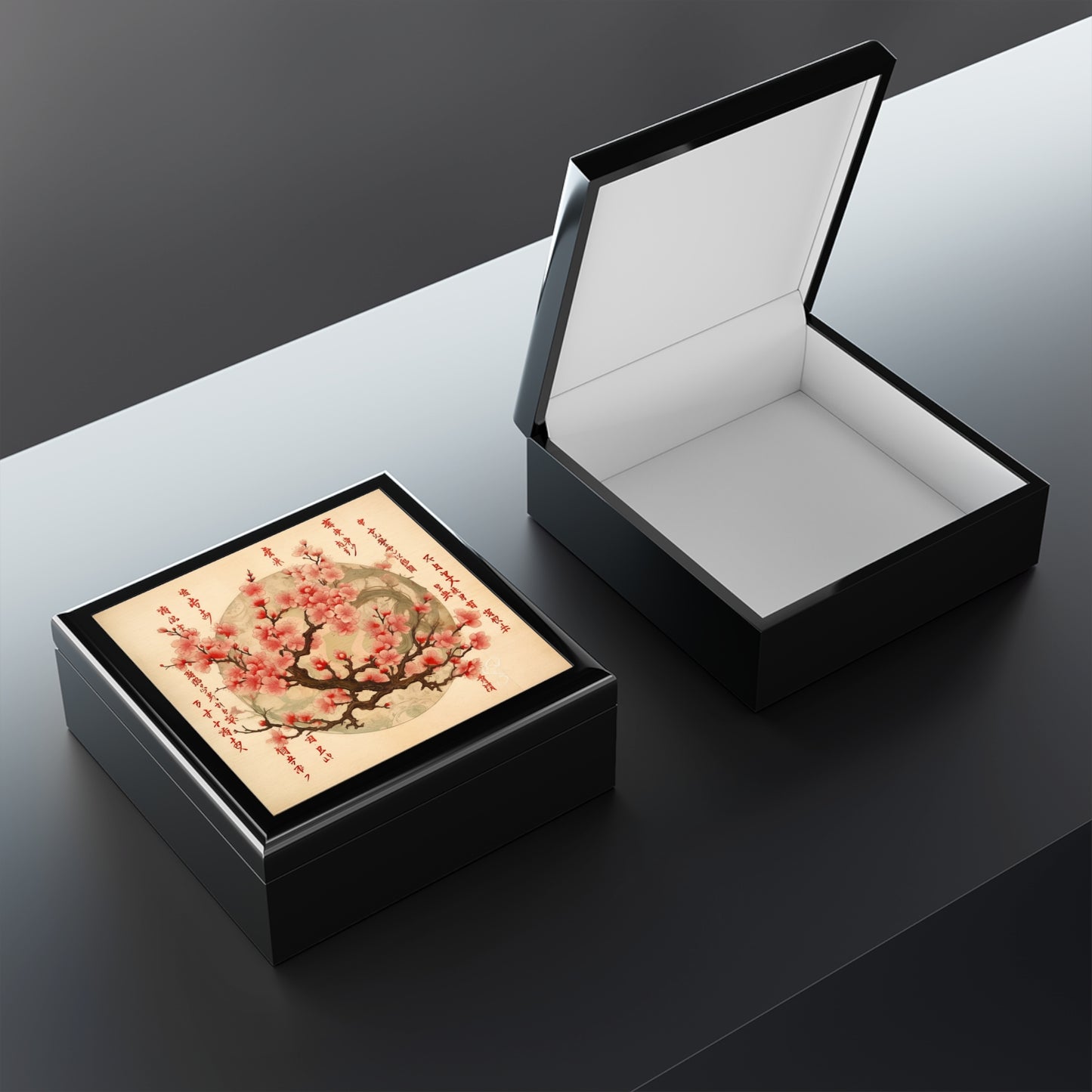 Whimsical Blossom Dreams: Jewelry Box with Delightful Flower Drawings and Cherry Blossoms